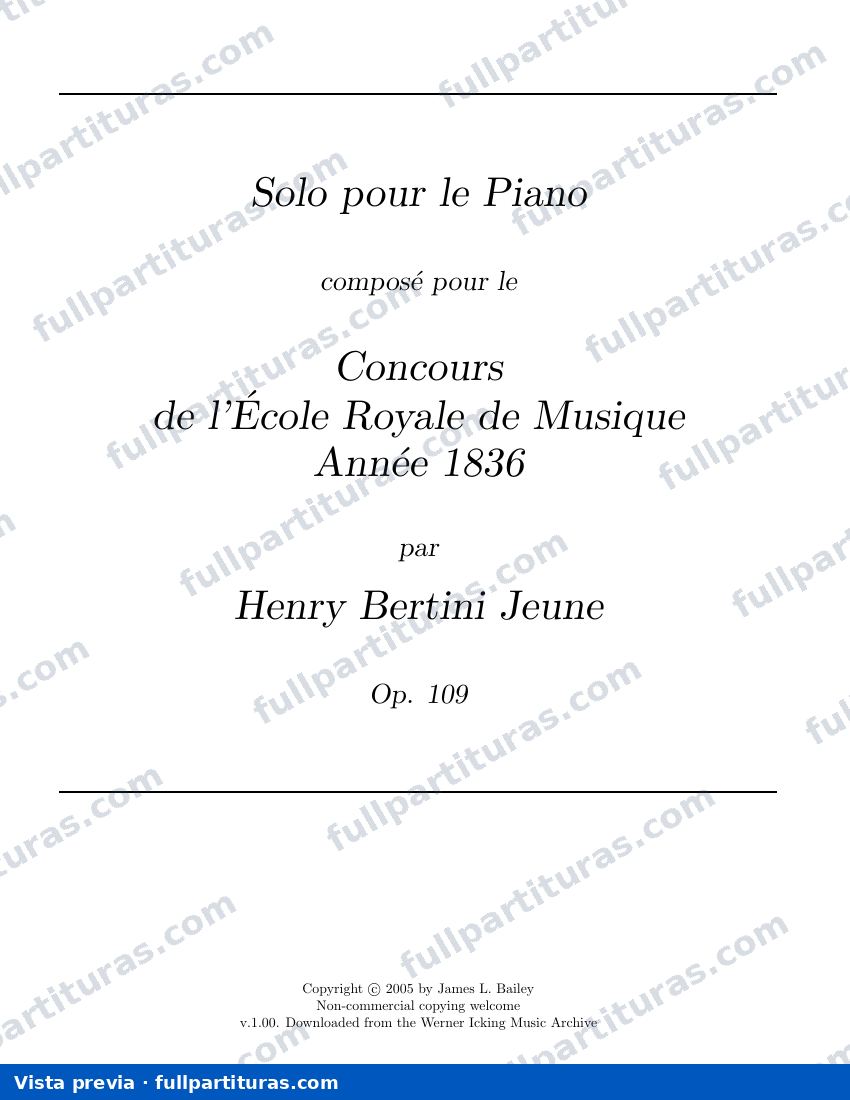 Solo pour le Piano, Op.109 — preview