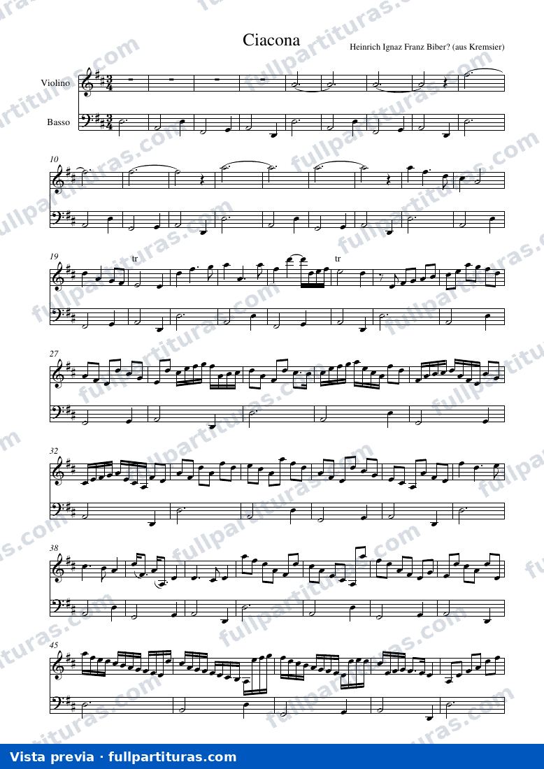 Ciacona for Violin and Continuo — preview