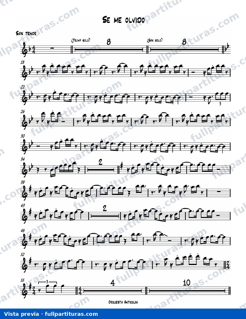 Se me olvidó (Saxofón Tenor) — vista previa