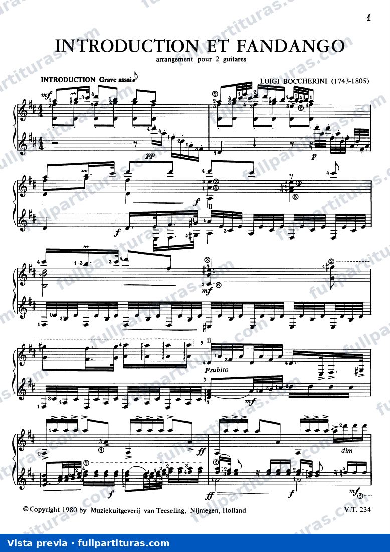 Introducción y Fandango: Para Dúo de Guitarras — preview