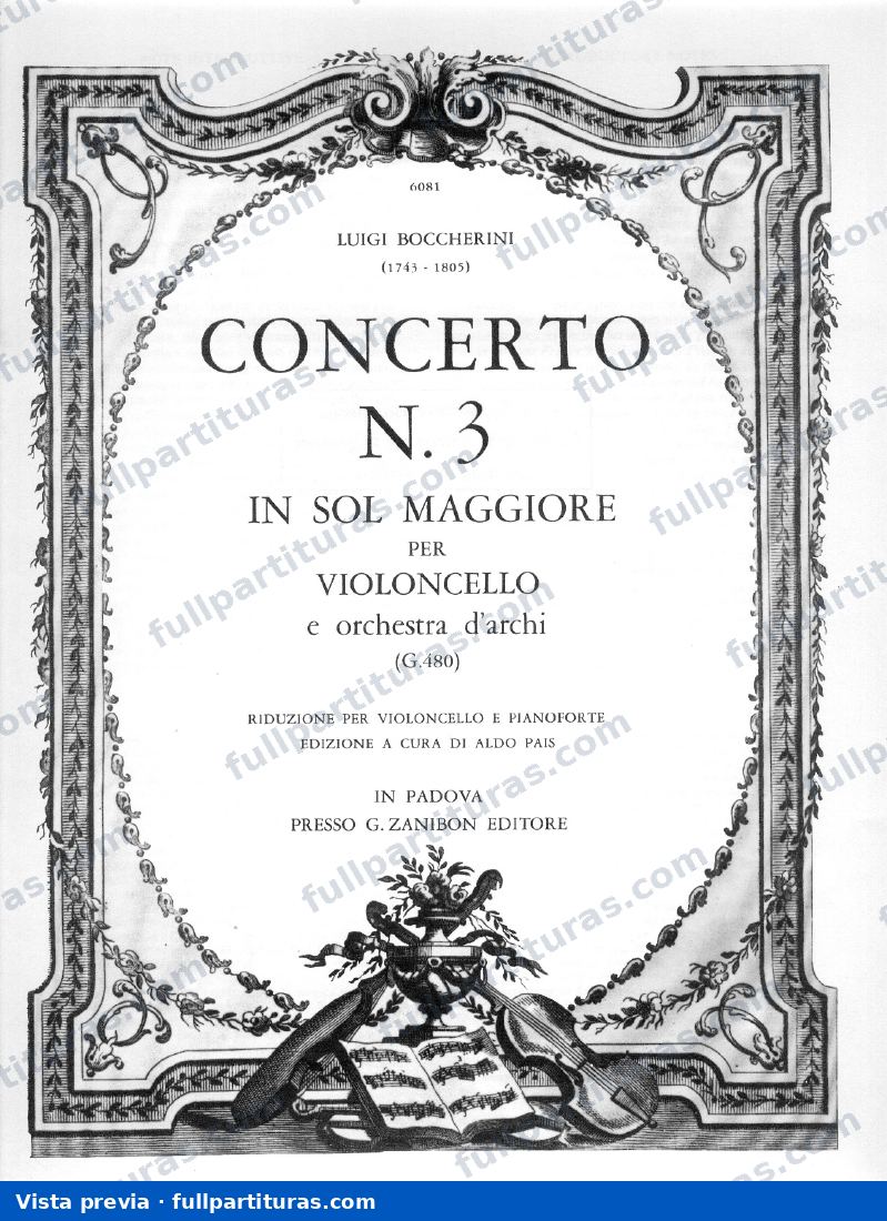 Introducción y Fandango: Concierto para violoncello en G, G480 — aperçu