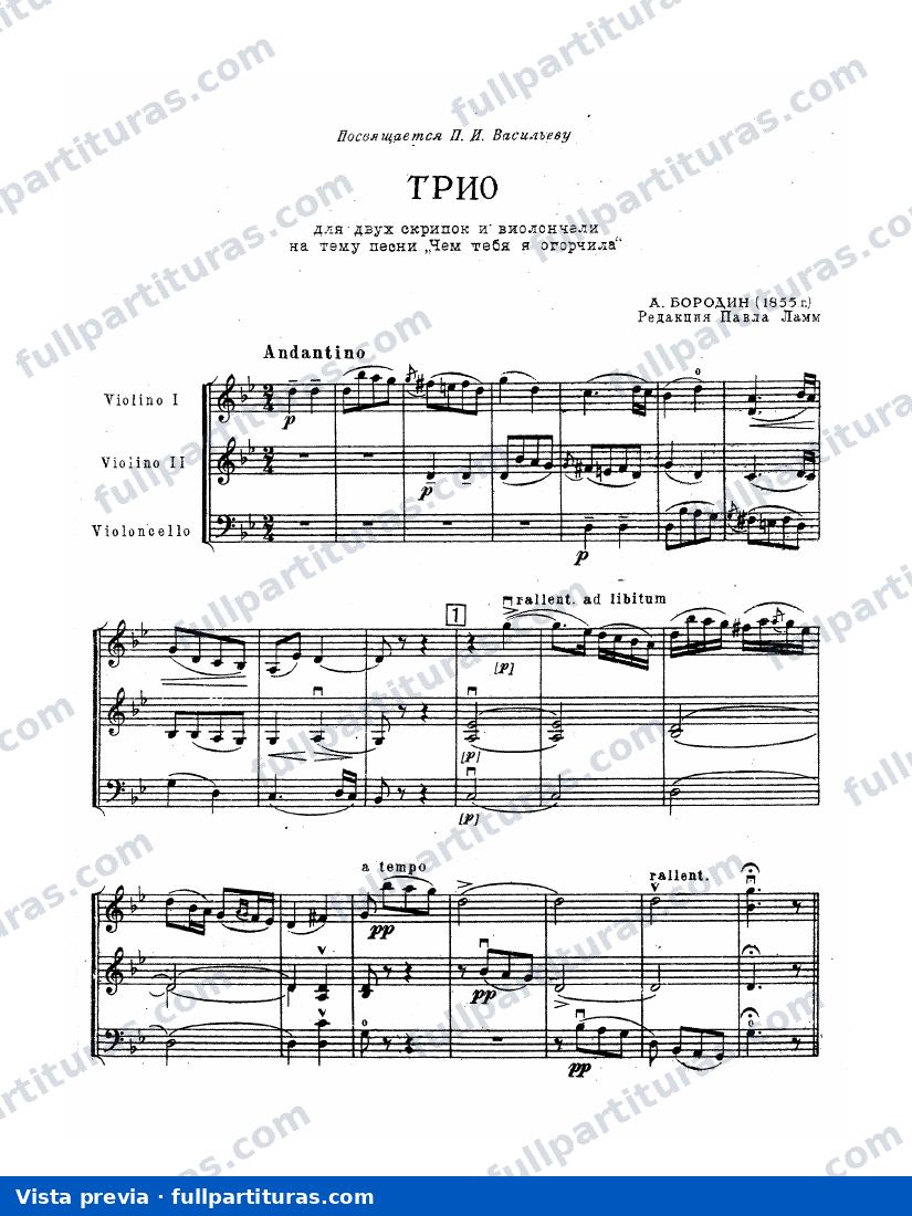 Trío para dos violines y violoncello — preview