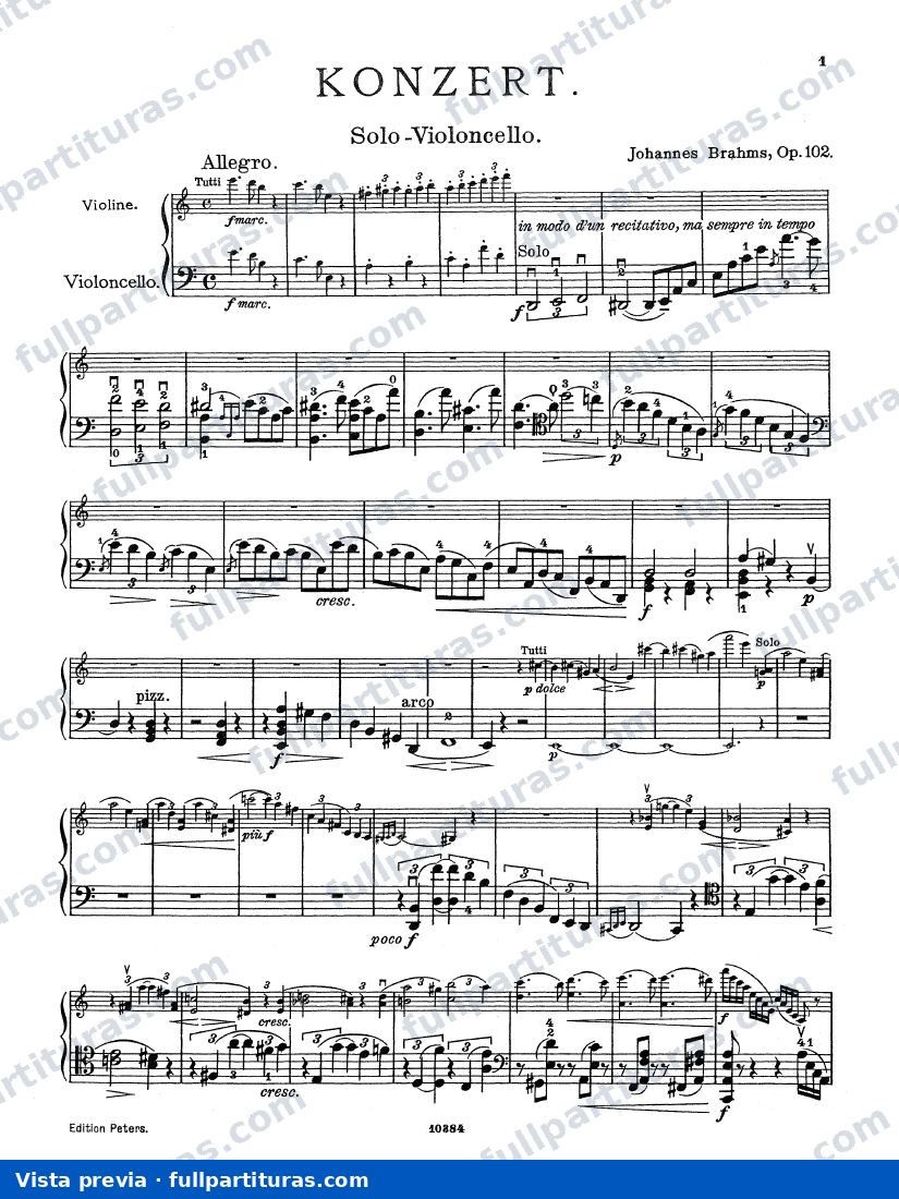Concierto para Violin y Cello en A menor, Op. 102: Parte del cello — preview