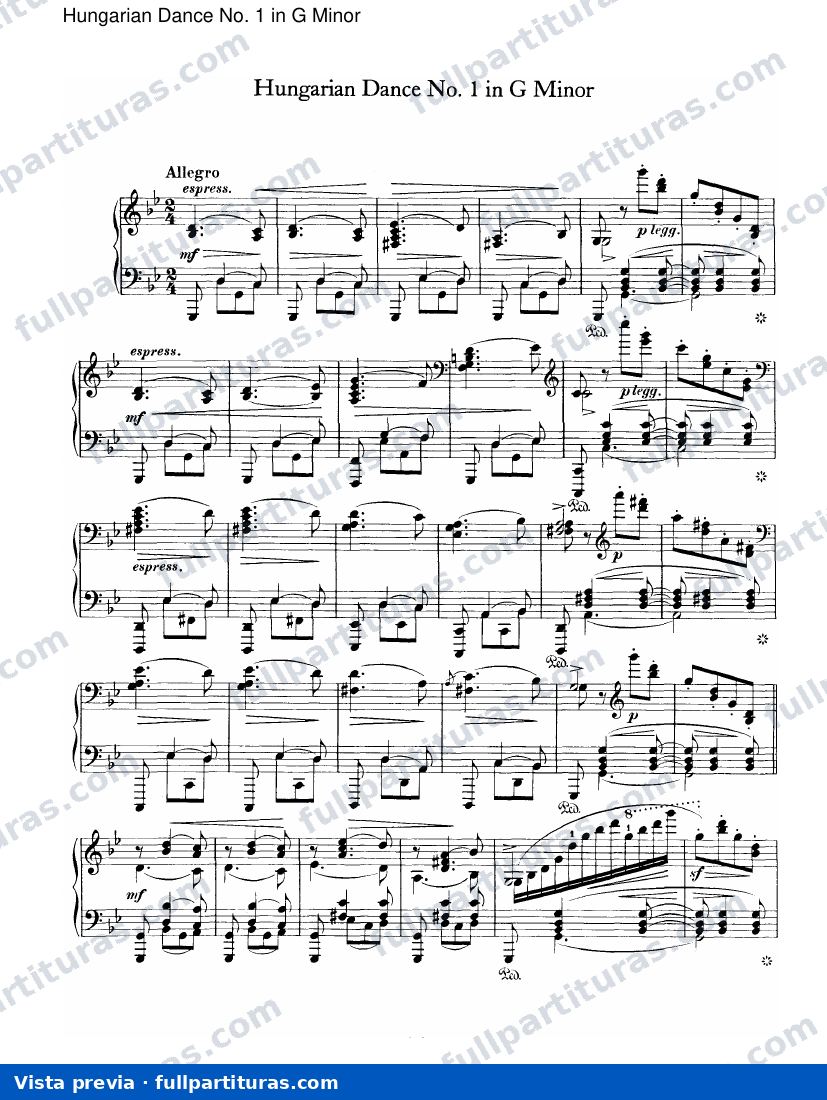 Quintetos: Danza Húngara N 1 en G menor — preview