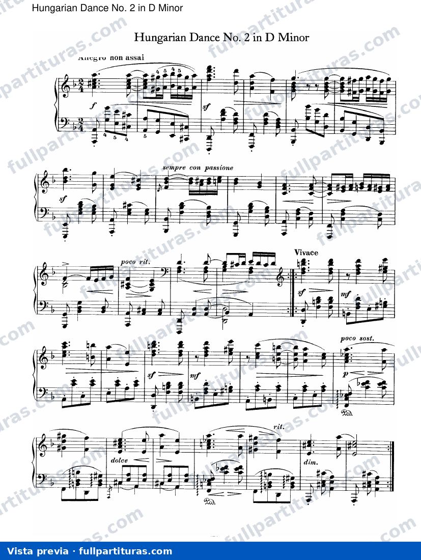 Quintetos: Danza Húngara N 2 en D menor — preview