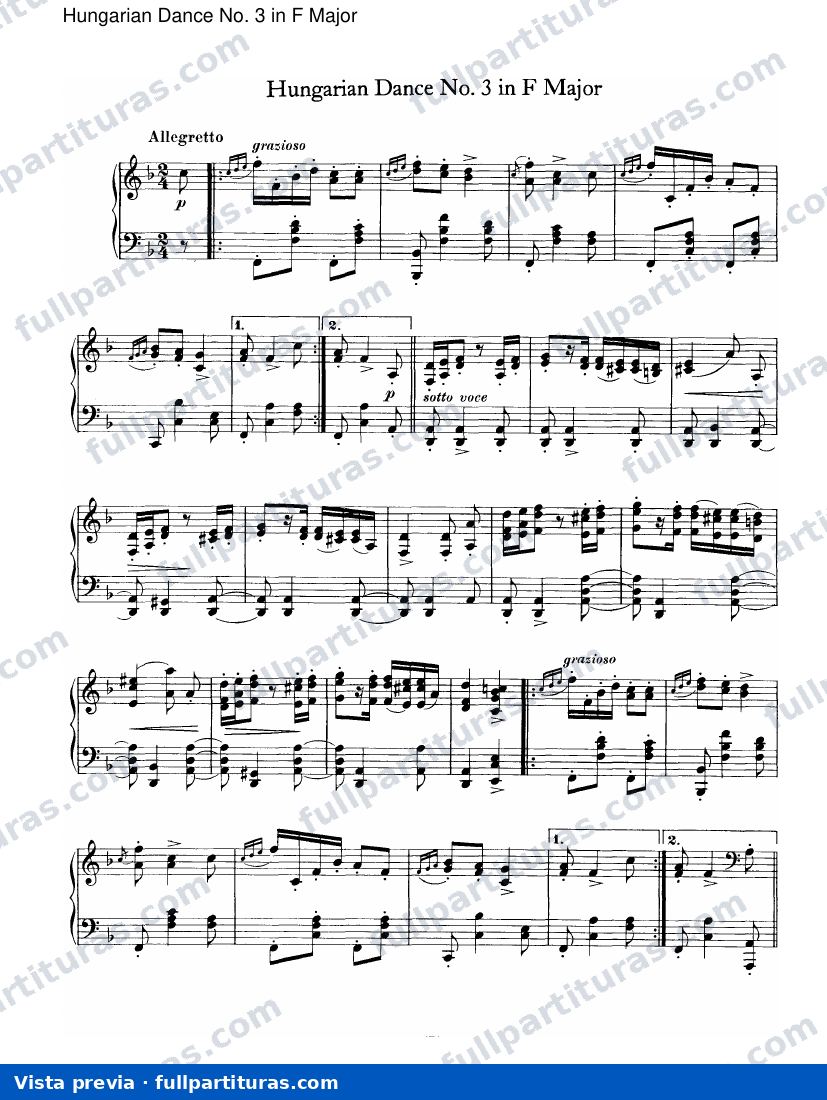 Quintetos: Danza Húngara N 3 en F mayor — preview