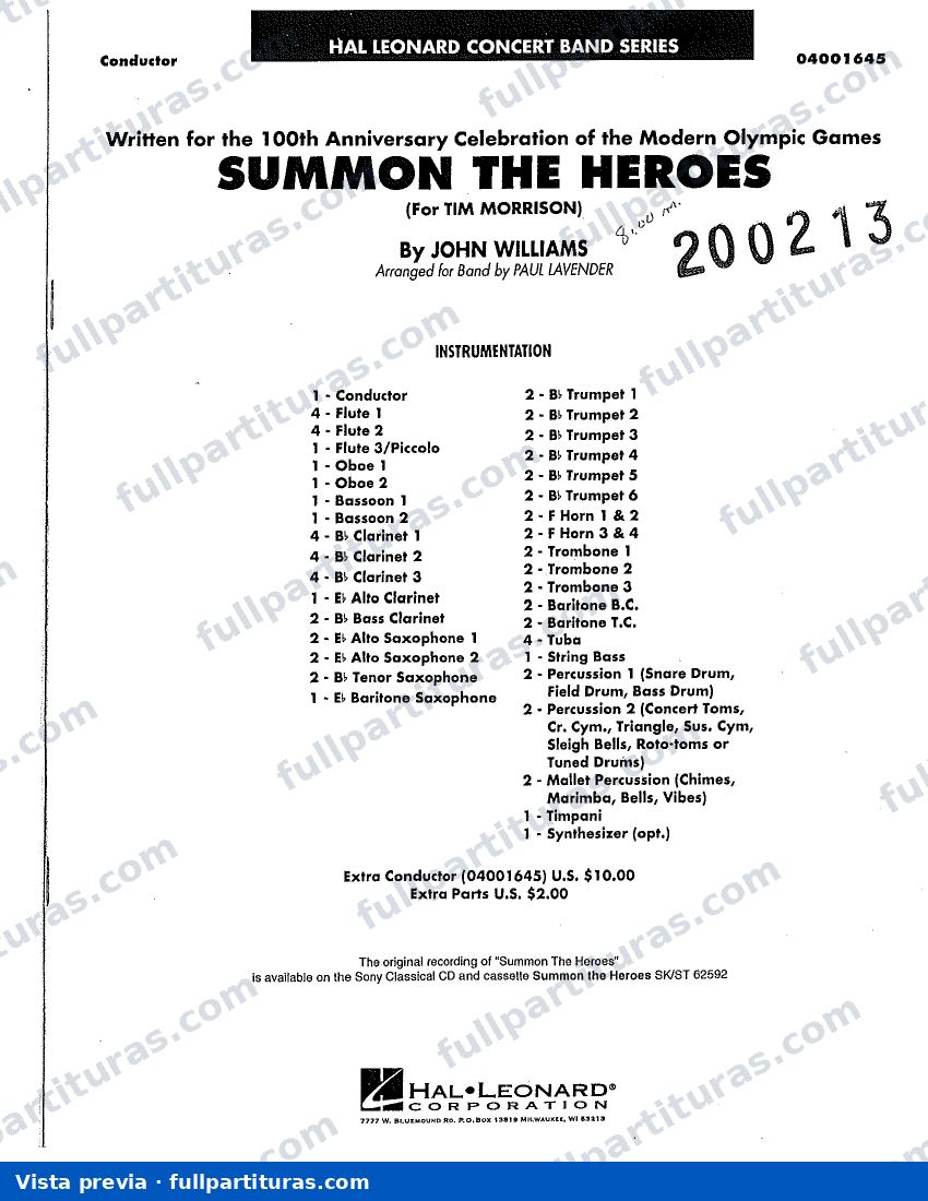 Summon The Heroes (arr. Paul Lavender) — preview