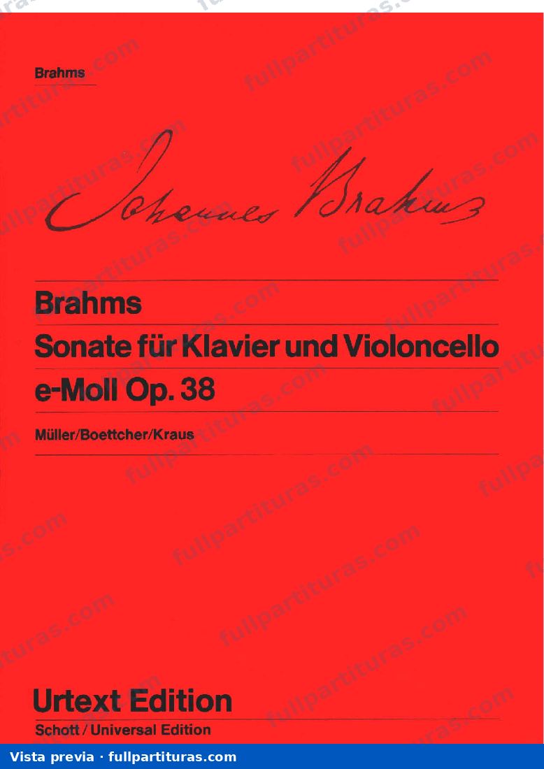 Sonata para Violoncello y Piano Nº 1 en E Menor Op 38 (Urtext Ed) — preview