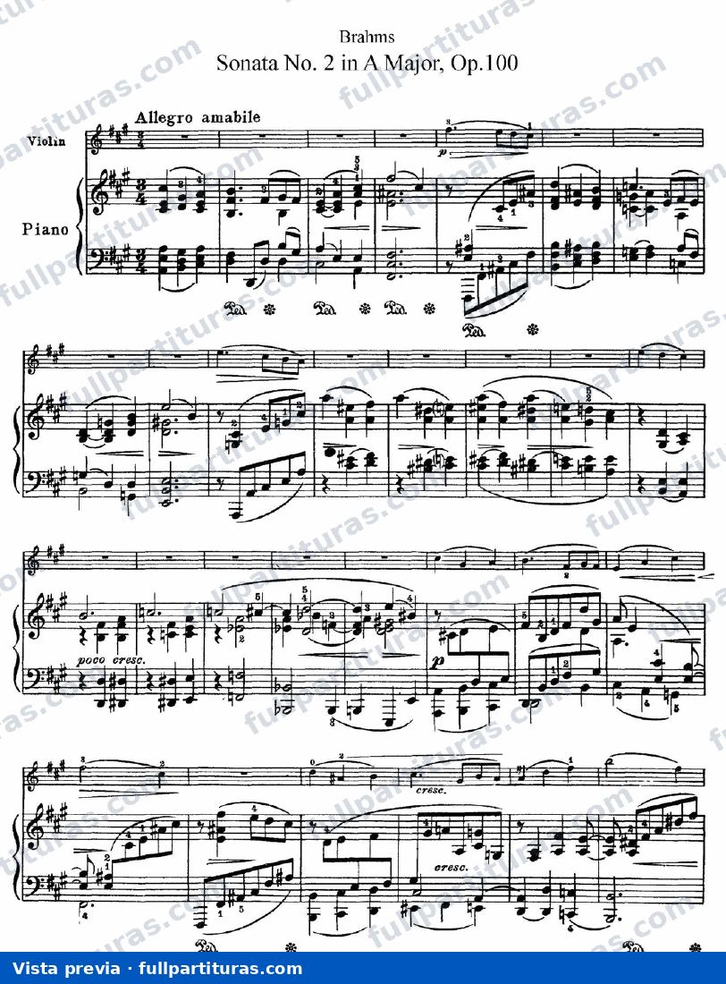Sonata para Violín y Piano en A-Dur Op. 100 — preview