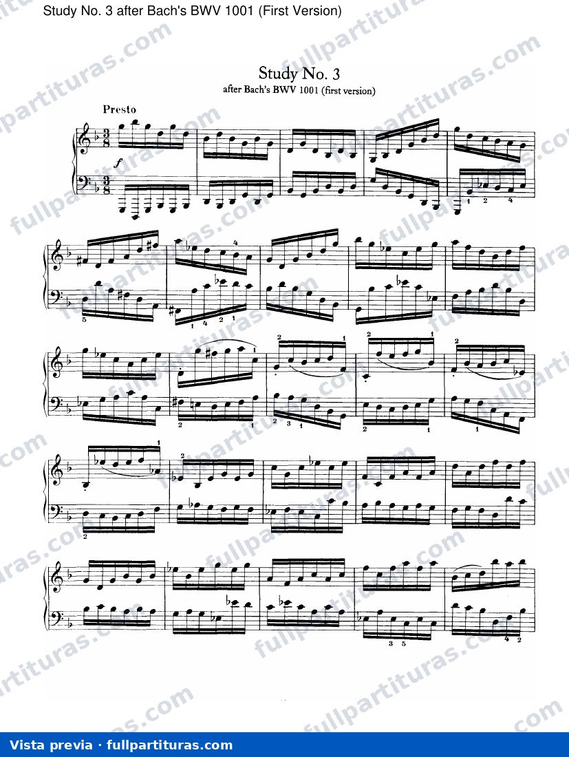 Estudio No. 3 Bach's BWV 1001 (1ª Version) — preview