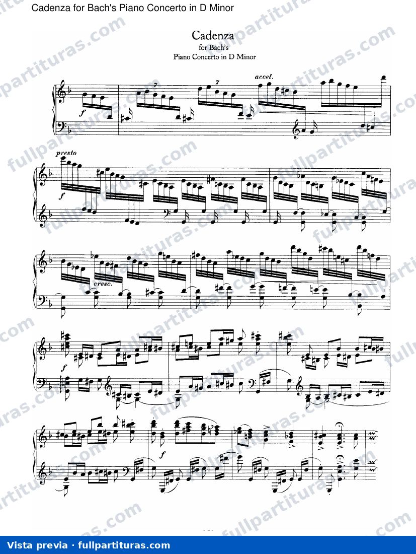 Cadenza for Bach's Concierto para Piano en D menor — vista previa