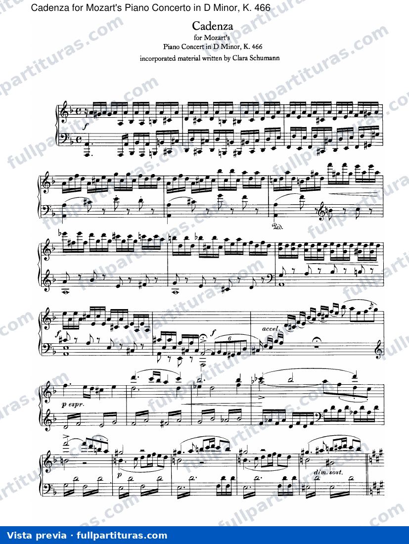 Cadenza for Mozart's Concierto Piano en D menor, K. 466 — preview