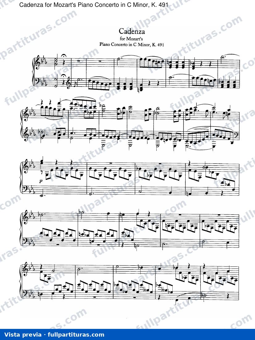 Cadenza for Mozart's Concierto Piano en C menor, K. 491 — preview