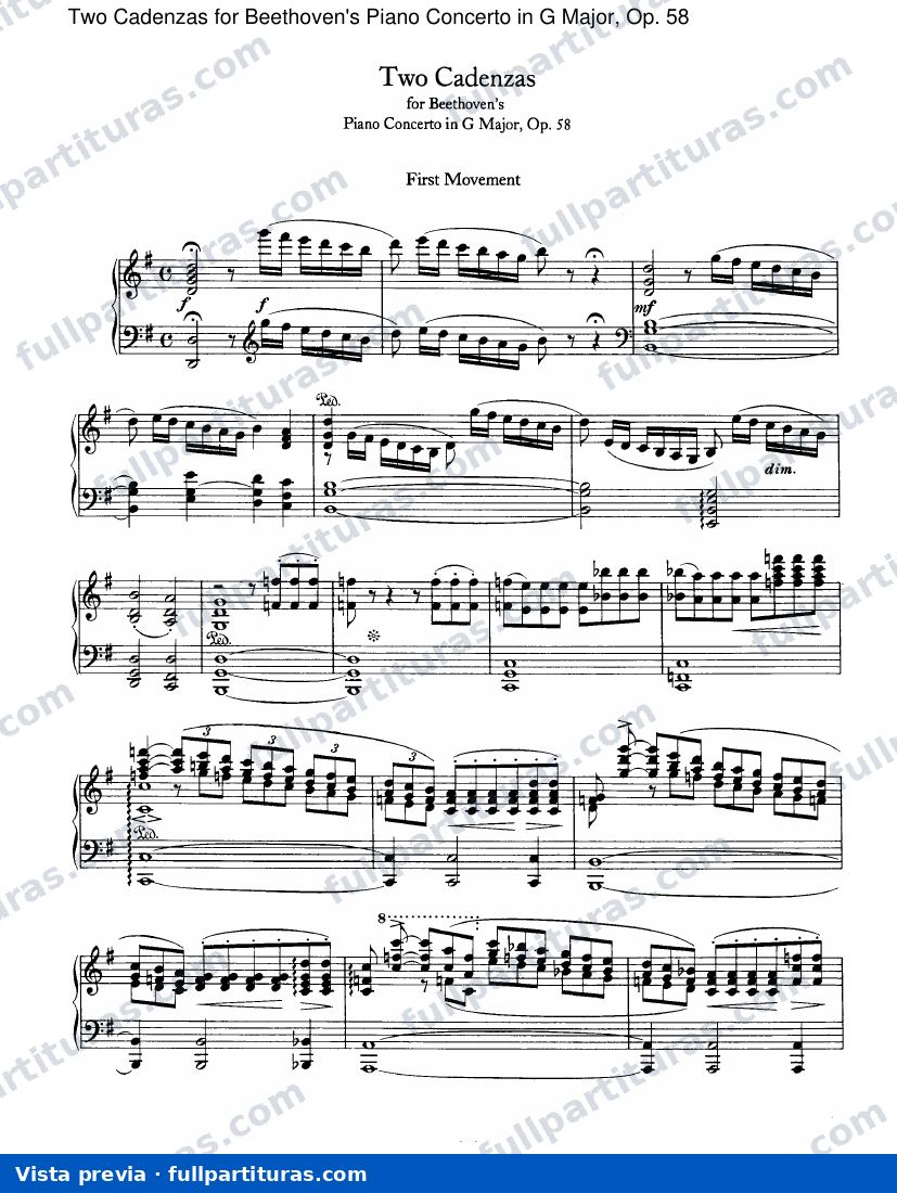 Dos Cadenzas, Beethoven's Concierto en G mayor, Op. 58 — vista previa