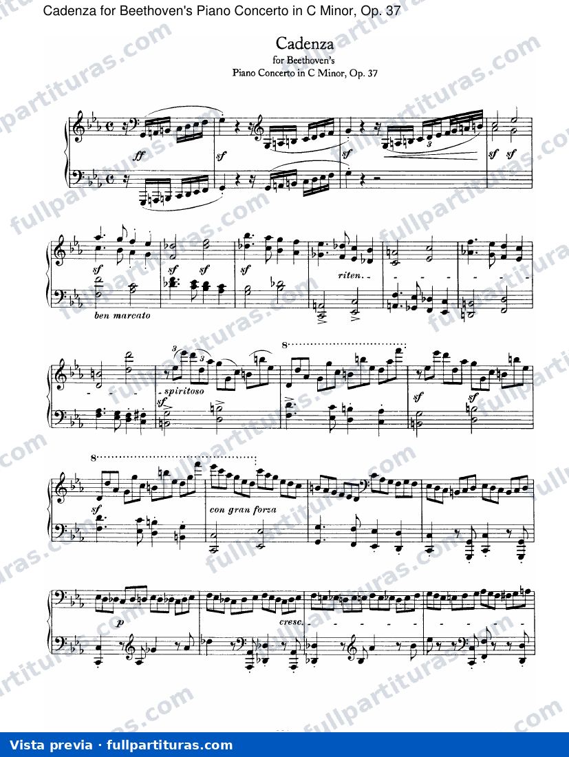 Cadenza Beethoven's Concierto Piano en C menor, Op. 37 — preview