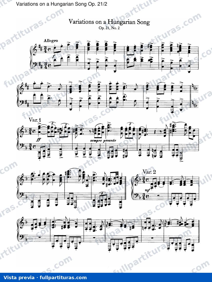 Variaciones sobre una canción Húngara Op. 21/2 — preview