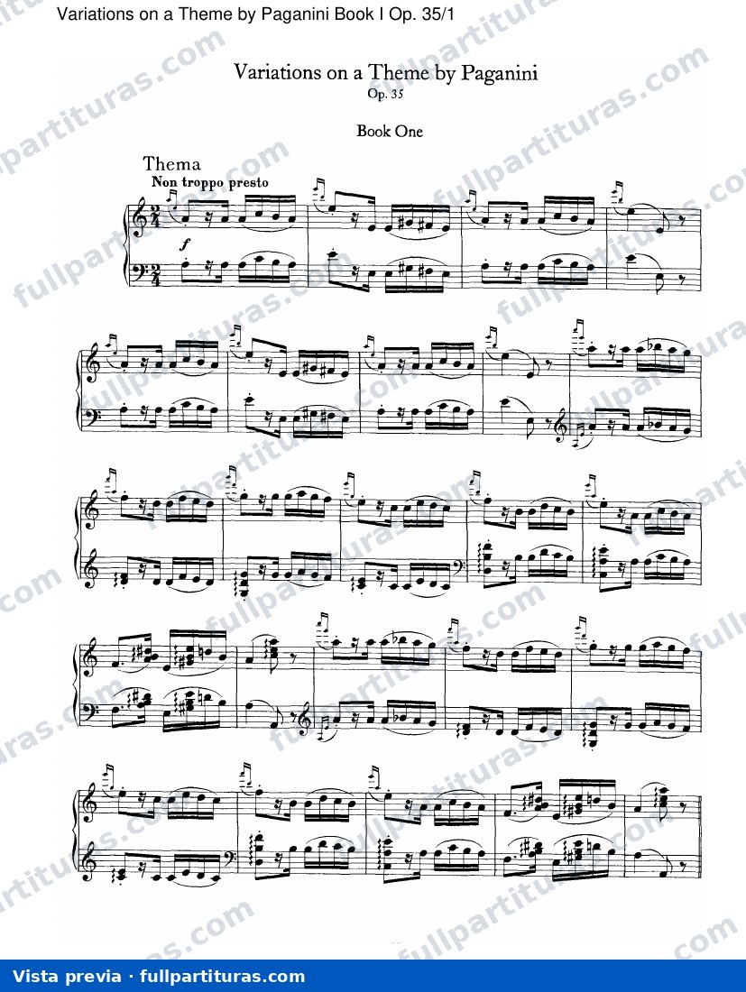 Variaciones sobre temas de Paganini: Variaciones sobre un tema de Paganini Book I Op. 35/1 — preview