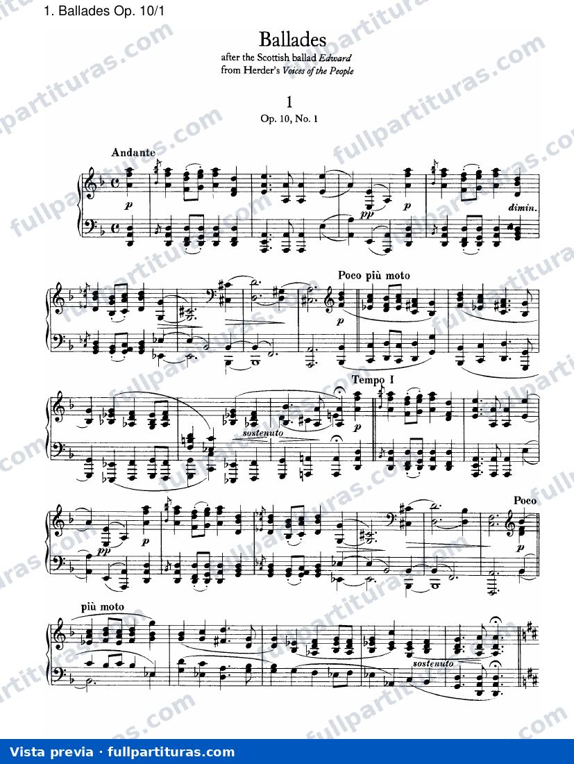 Cuatro Baladas Op. 10: Baladas Op. 10/1 — preview