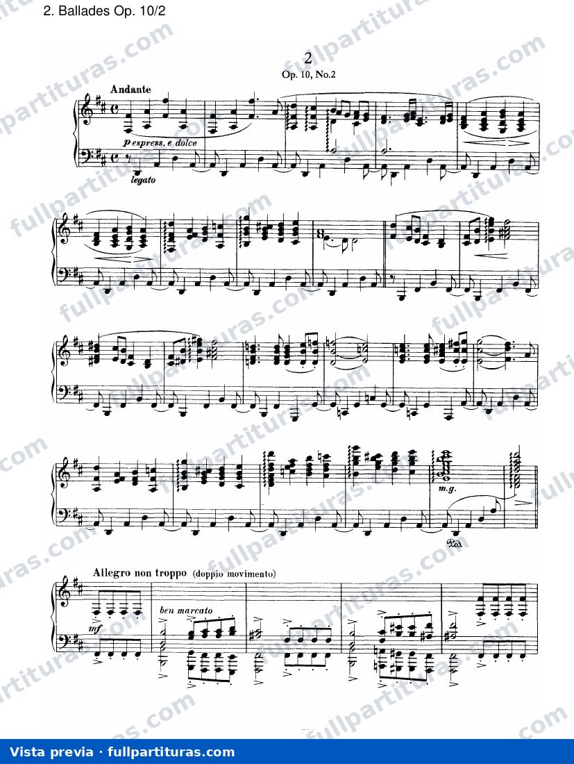 Cuatro Baladas Op. 10: Baladas Op. 10/2 — preview