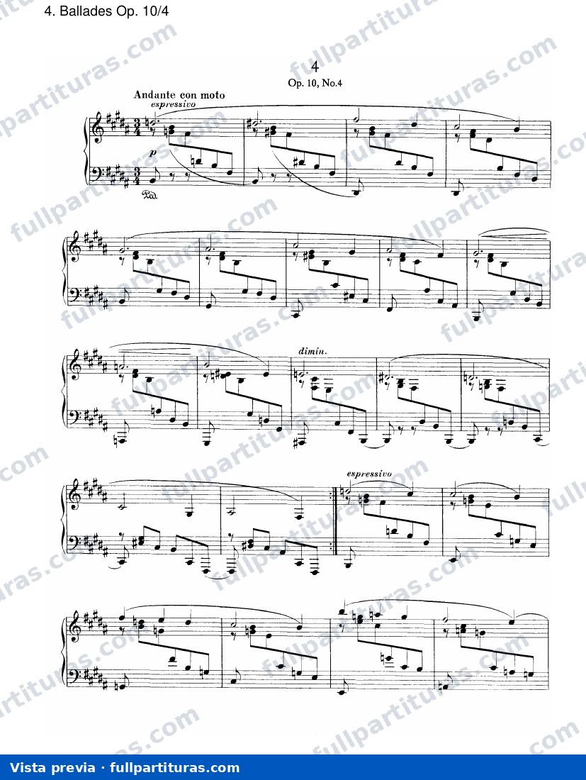 Cuatro Baladas Op. 10: Baladas Op. 10/4 — preview