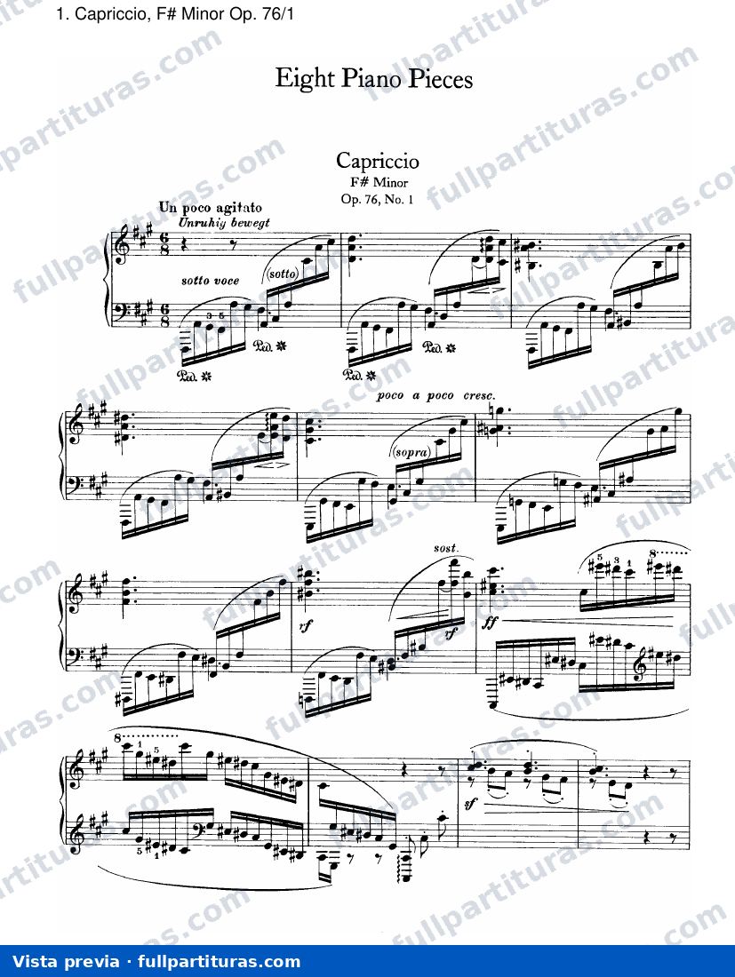 Ocho piezas para piano Op. 76: Capriccio, F# menor Op. 76/1 — preview
