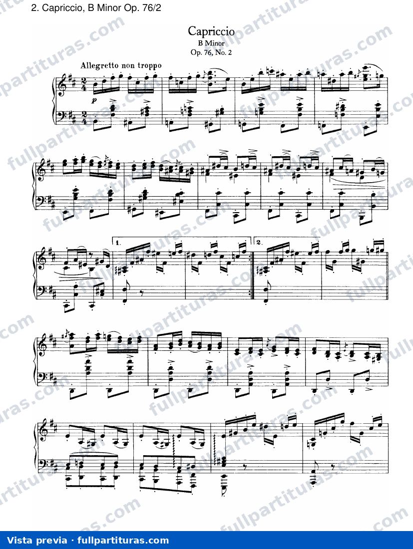 Ocho piezas para piano Op. 76: Capriccio, B menor Op. 76/2 — preview