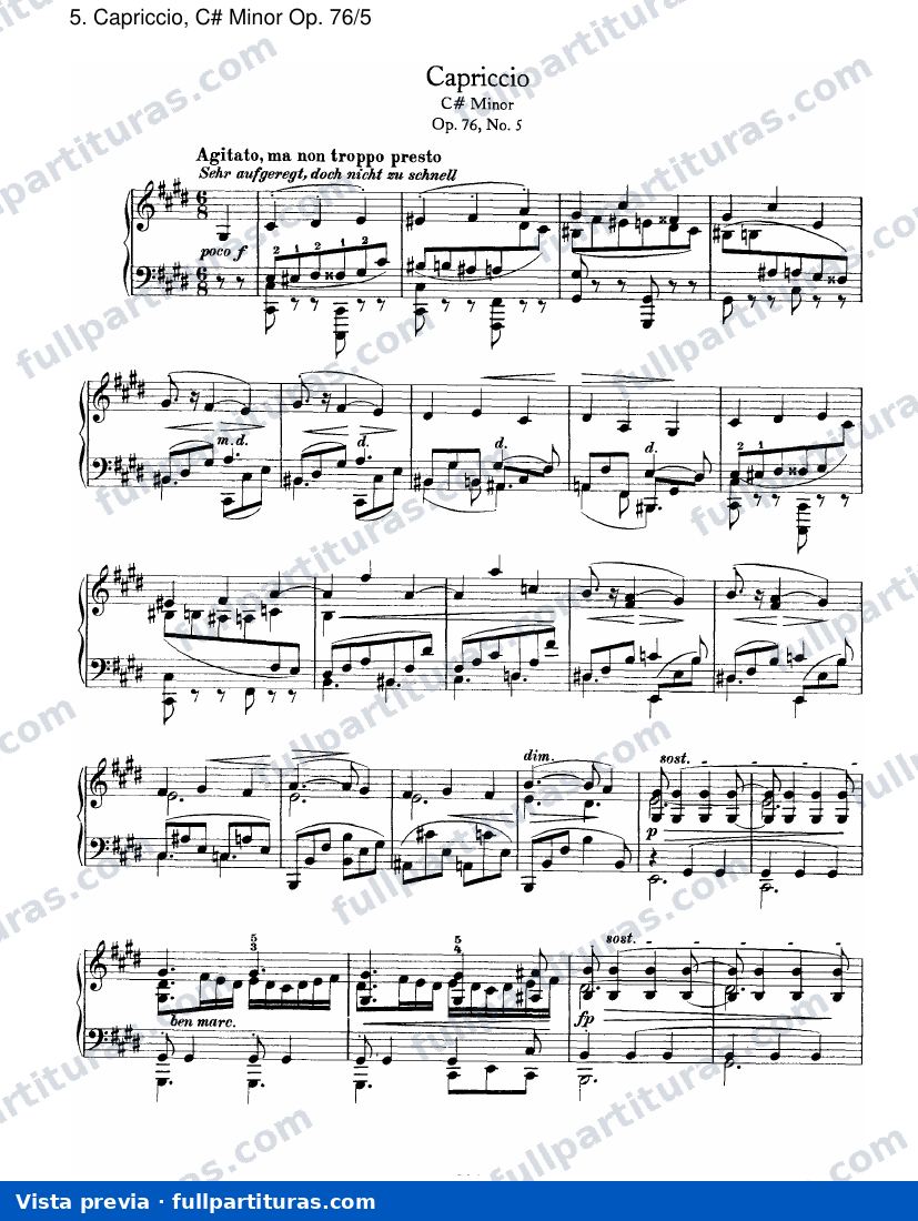 Ocho piezas para piano Op. 76: Capriccio, C# menor Op. 76/5 — preview