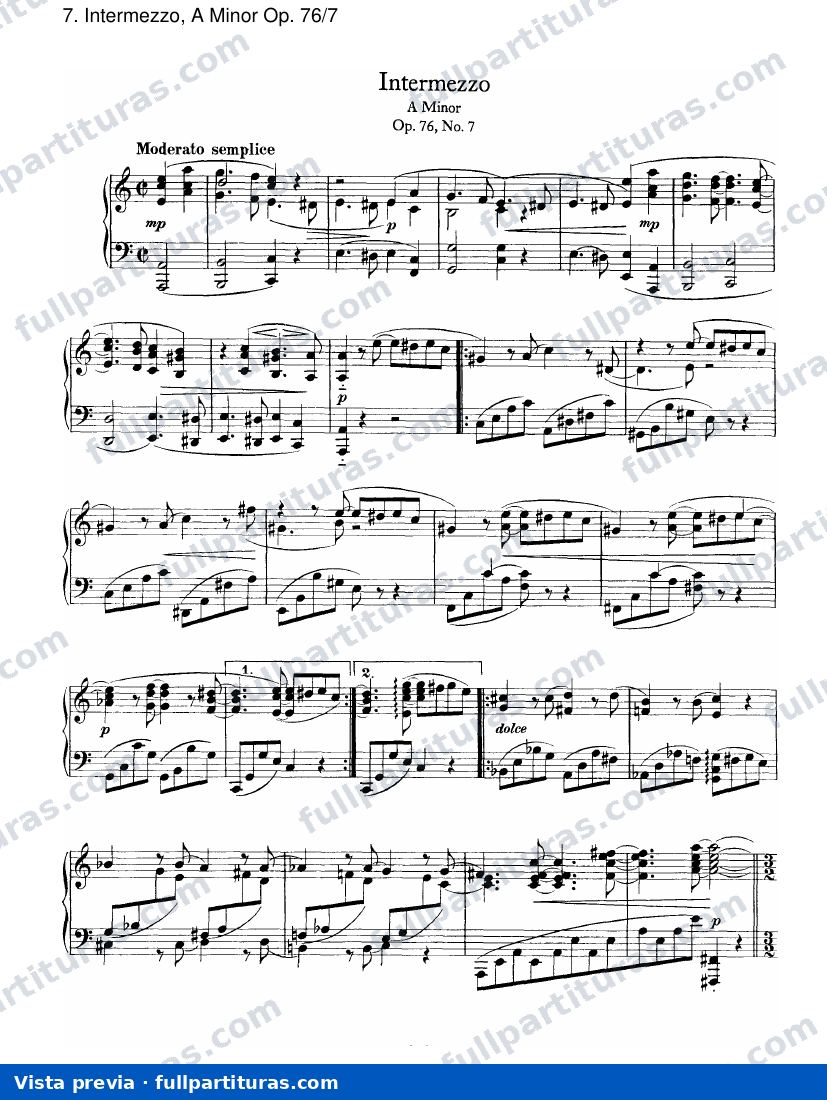 Ocho piezas para piano Op. 76: Intermezzo, A menor Op. 76/7 — preview
