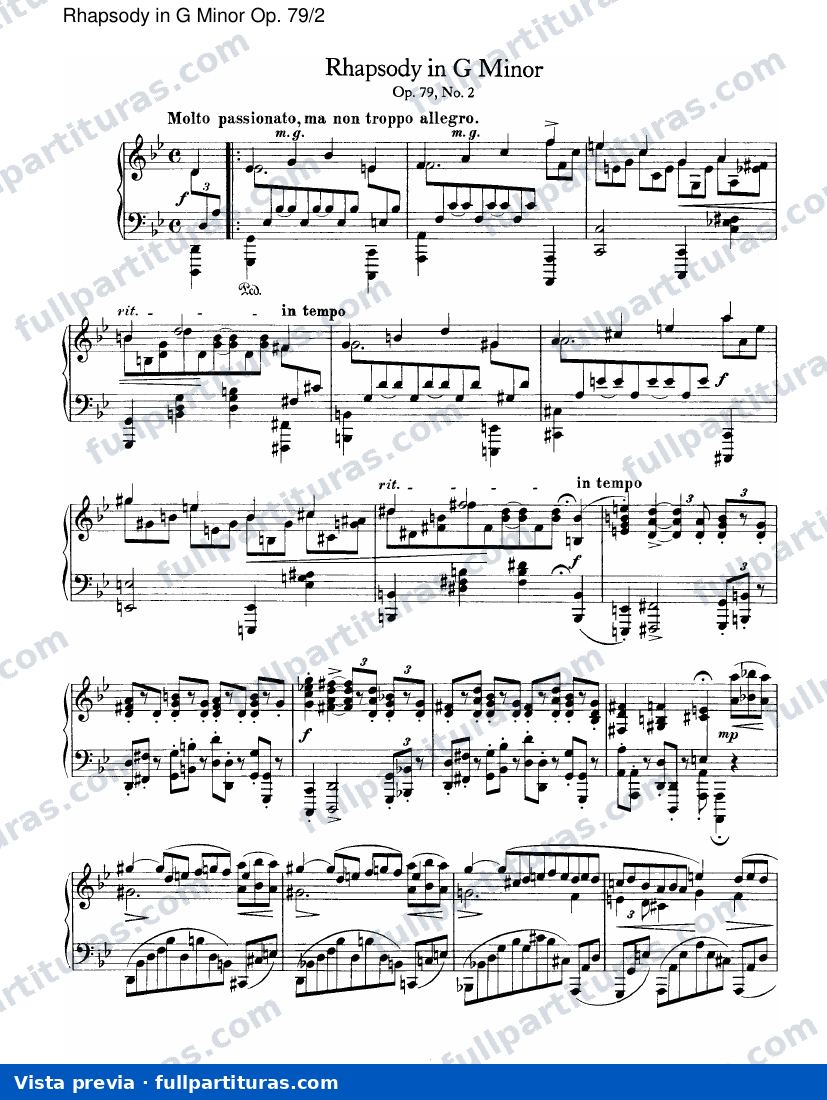 Ocho piezas para piano Op. 76: Rhapsody en G menor Op. 79/2 — preview