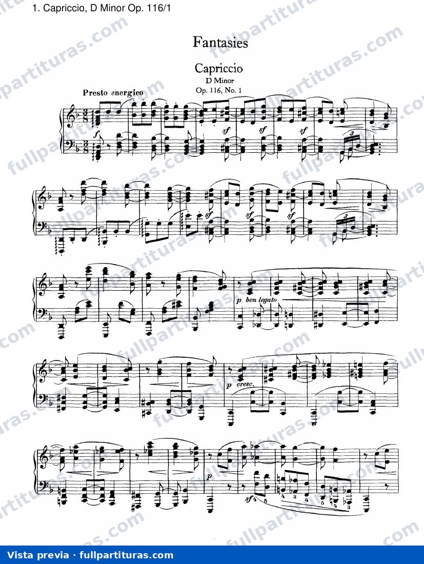 Fantasies Op. 116: Capriccio, D menor Op. 116/1 — preview