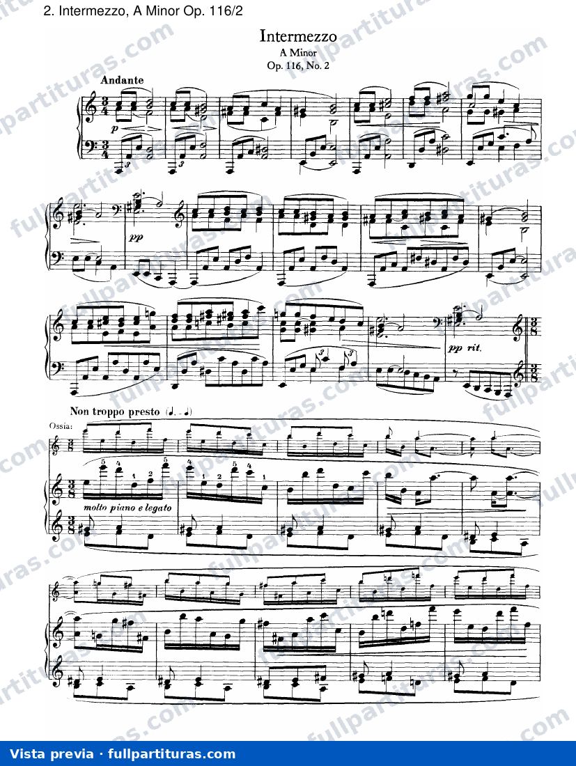 Fantasies Op. 116: Intermezzo, A menor Op. 116/2 — preview