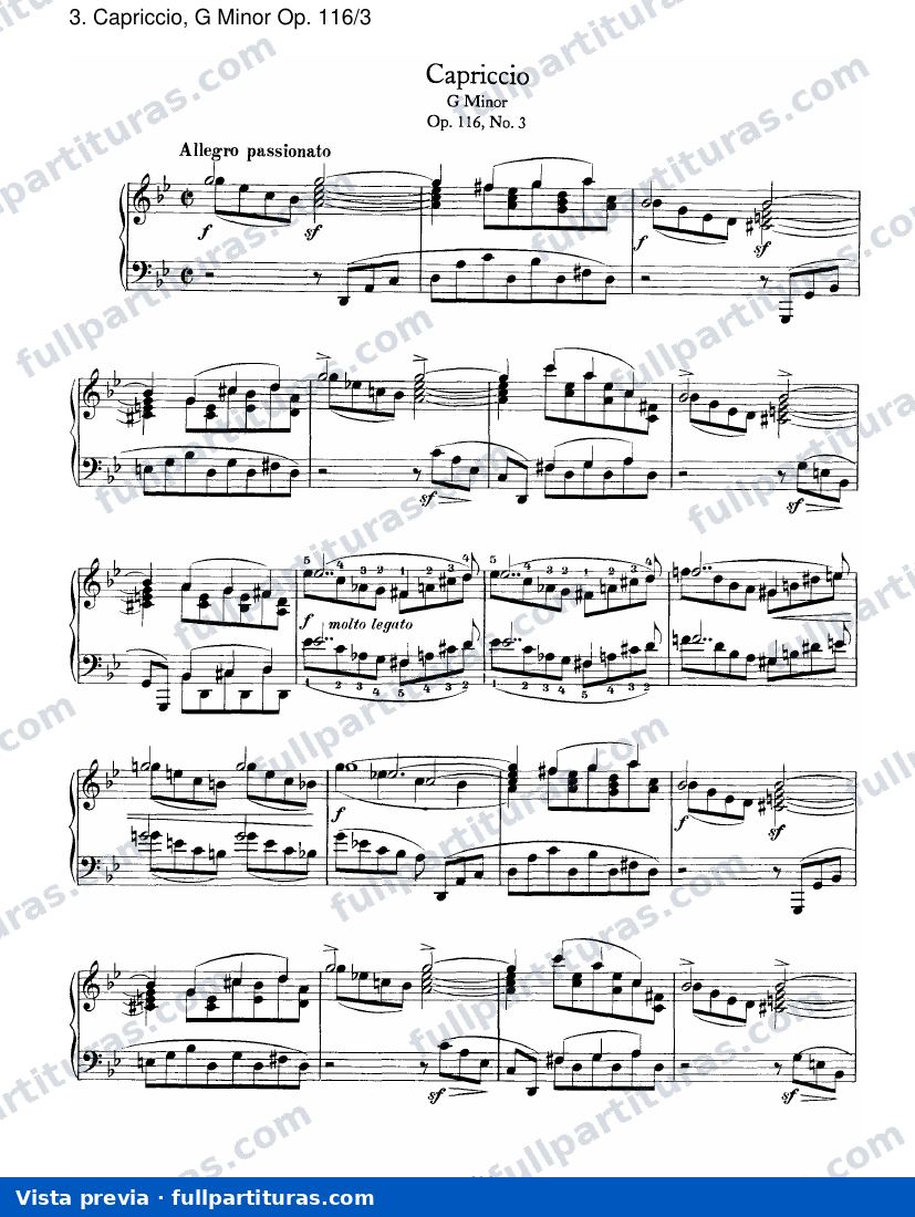 Fantasies Op. 116: Capriccio, G menor Op. 116/3 — preview
