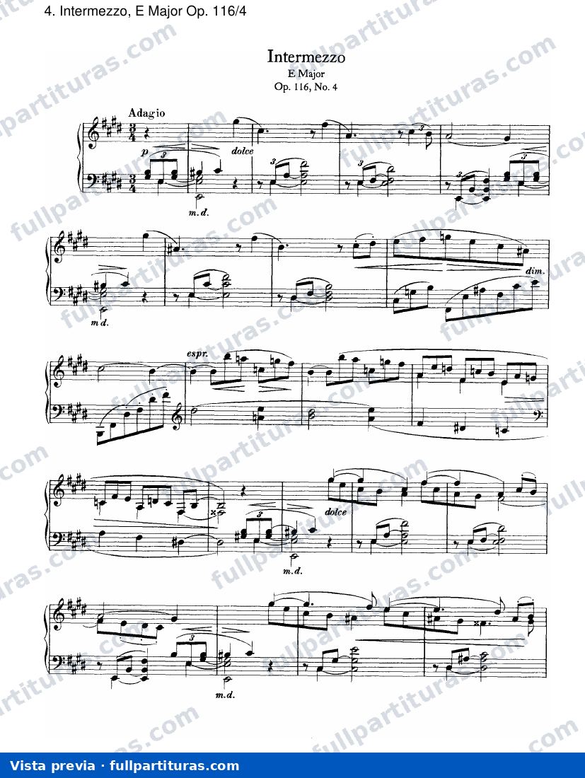 Fantasies Op. 116: Intermezzo, E mayor Op. 116/4 — preview