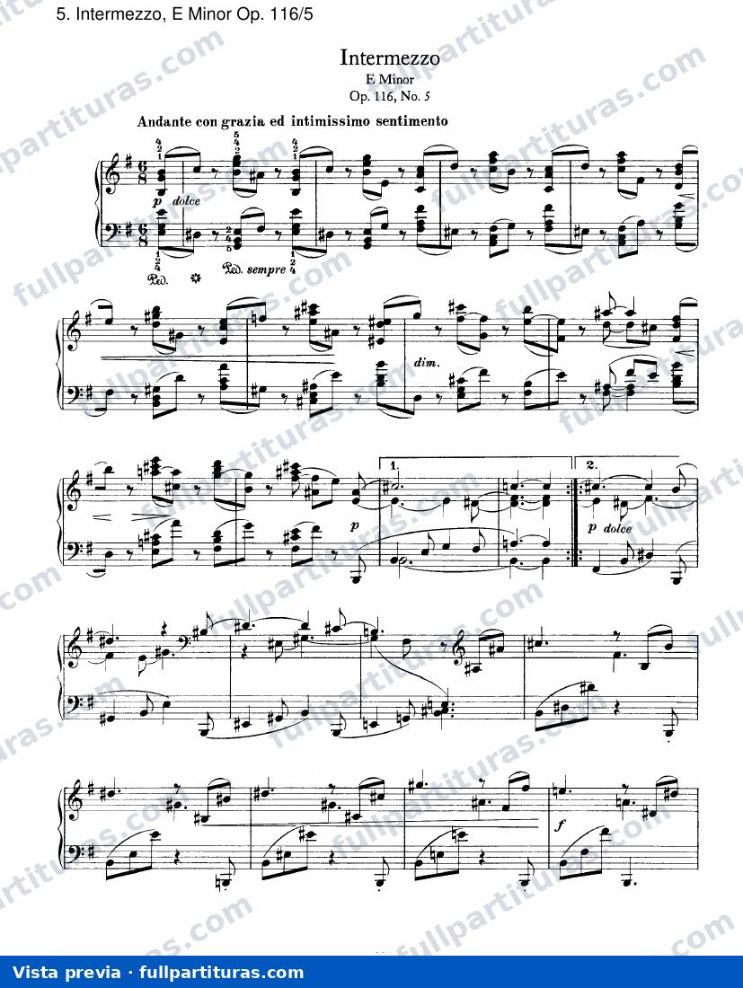 Fantasies Op. 116: Intermezzo, E menor Op. 116/5 — preview