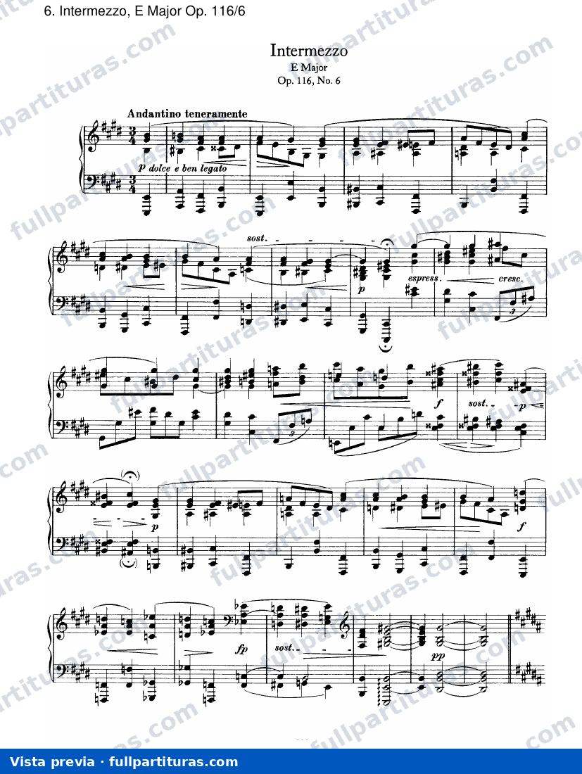Fantasies Op. 116: Intermezzo, E mayor Op. 116/6 — preview