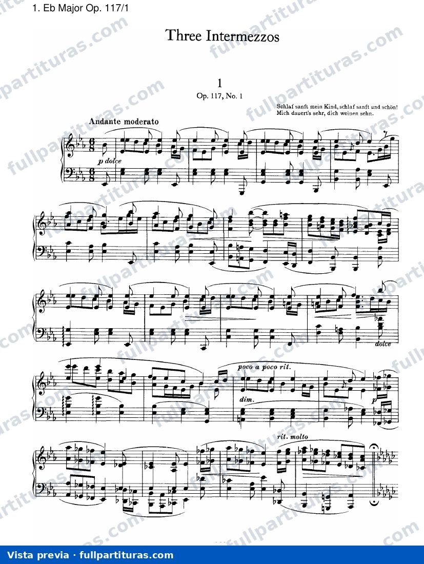 Tres Intermezzos Op. 117: Eb mayor Op. 117/1 — preview
