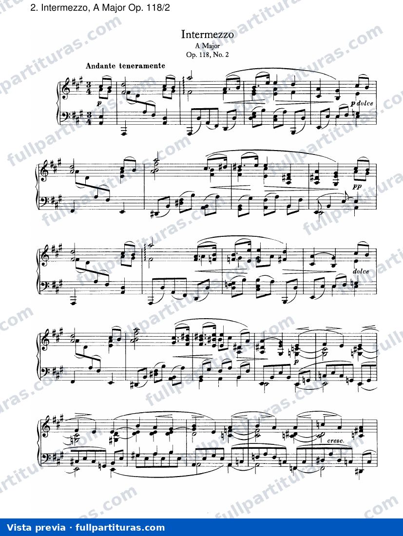 Op. 118: Intermezzo, A mayor Op. 118/2 — preview
