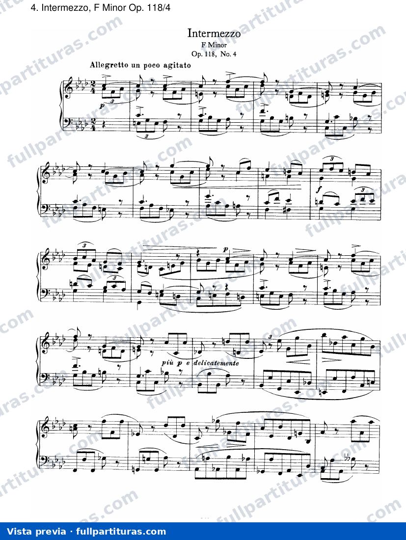 Op. 118: Intermezzo, F menor Op. 118/4 — preview