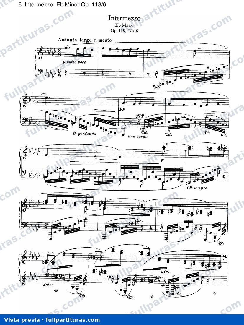 Op. 118: Intermezzo, Eb menor Op. 118/6 — preview