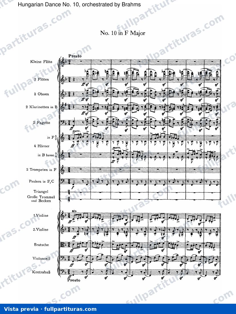Op. 119: Danza Húngara No. 10, Orquestadas por Brahms — preview
