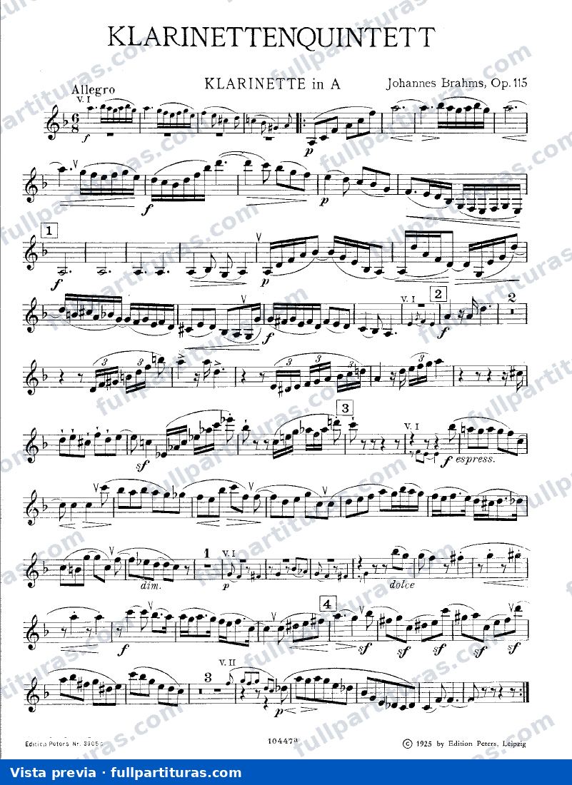 Quinteto para clarinete Op. 115 — preview