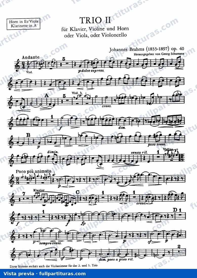 Trío Op. 40 para Trompa, Violín y Piano (parte de la Trompa) — preview