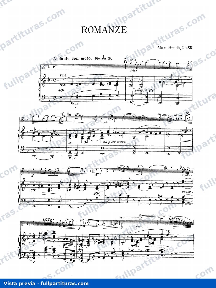 Romance para Viola and Piano Op. 85 — preview