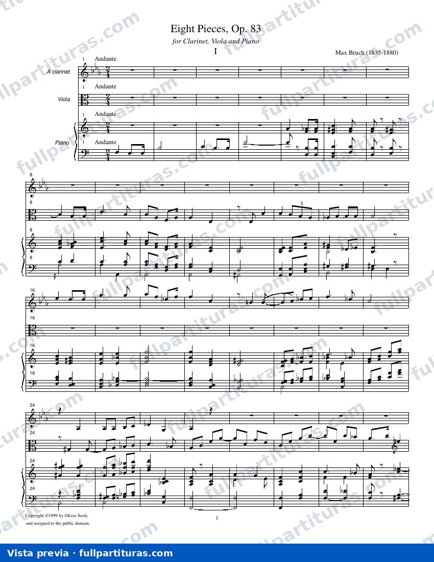 8 Piezas Op. 83 para Clarinete, Viola y Piano I — preview