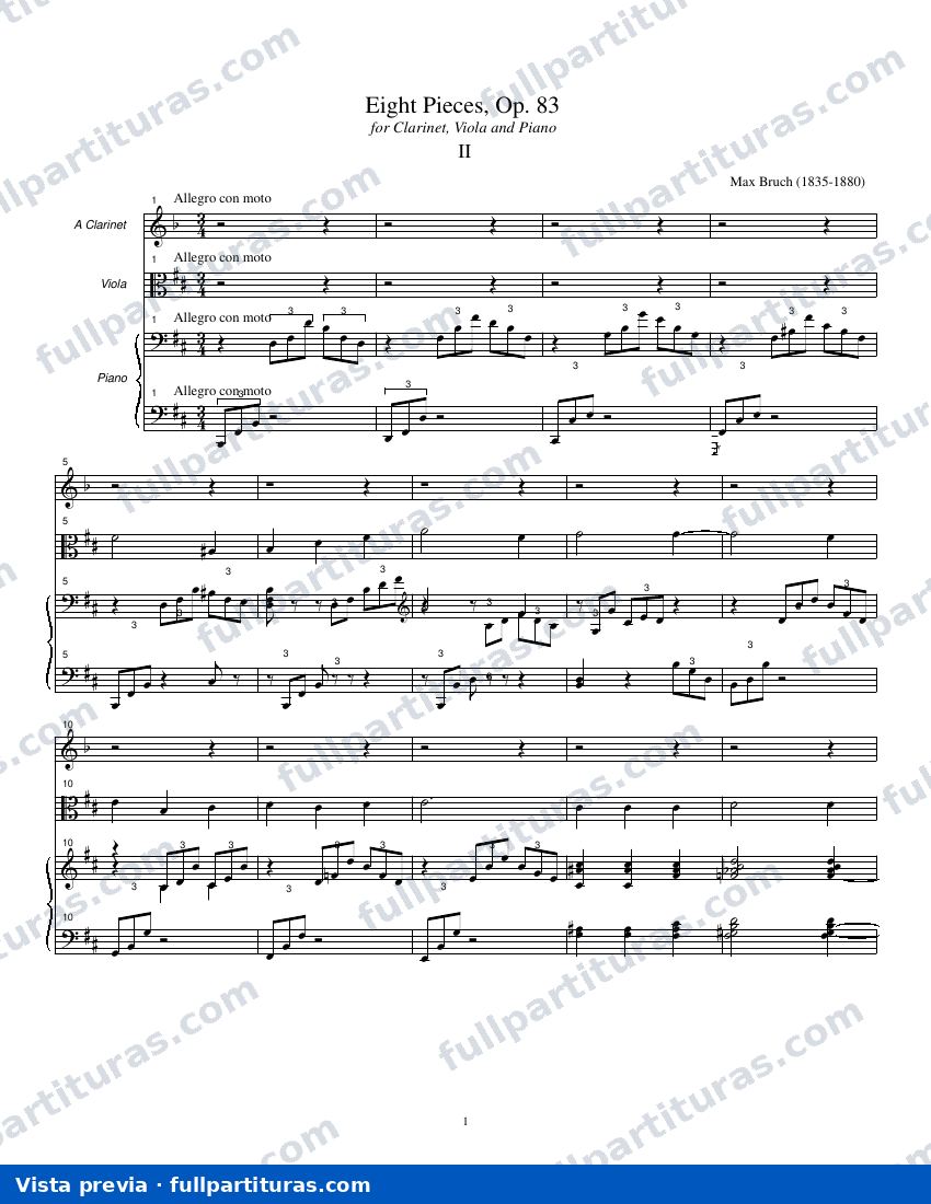 8 Piezas Op. 83 para Clarinete, Viola y Piano II — preview