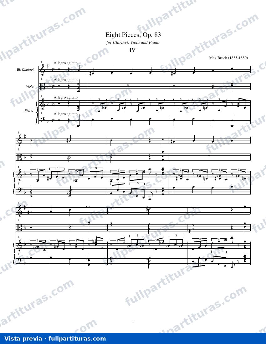 8 Piezas Op. 83 para Clarinete, Viola y Piano IV — preview
