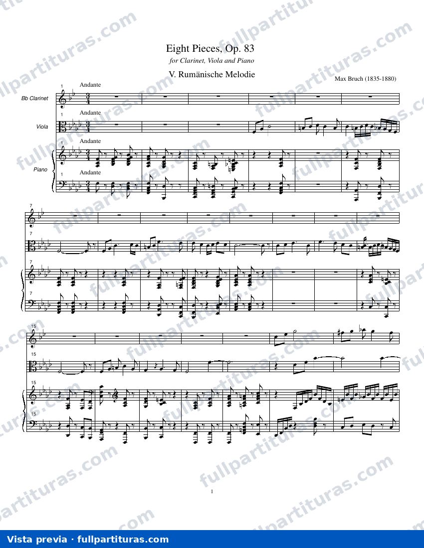 8 Piezas Op. 83 para Clarinete, Viola y Piano V — preview