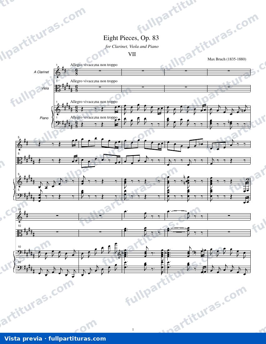 8 Piezas Op. 83 para Clarinete, Viola y Piano VII — preview