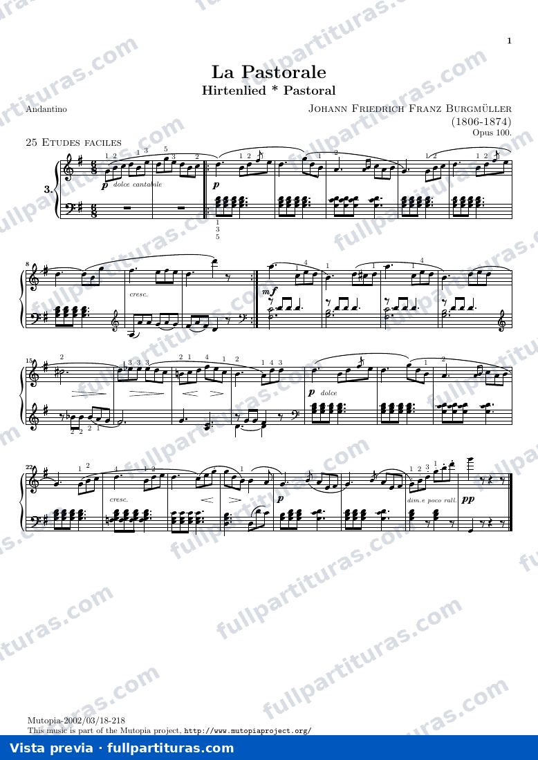 25 studi facili Op. 100: 3 La Pastorale — vista previa