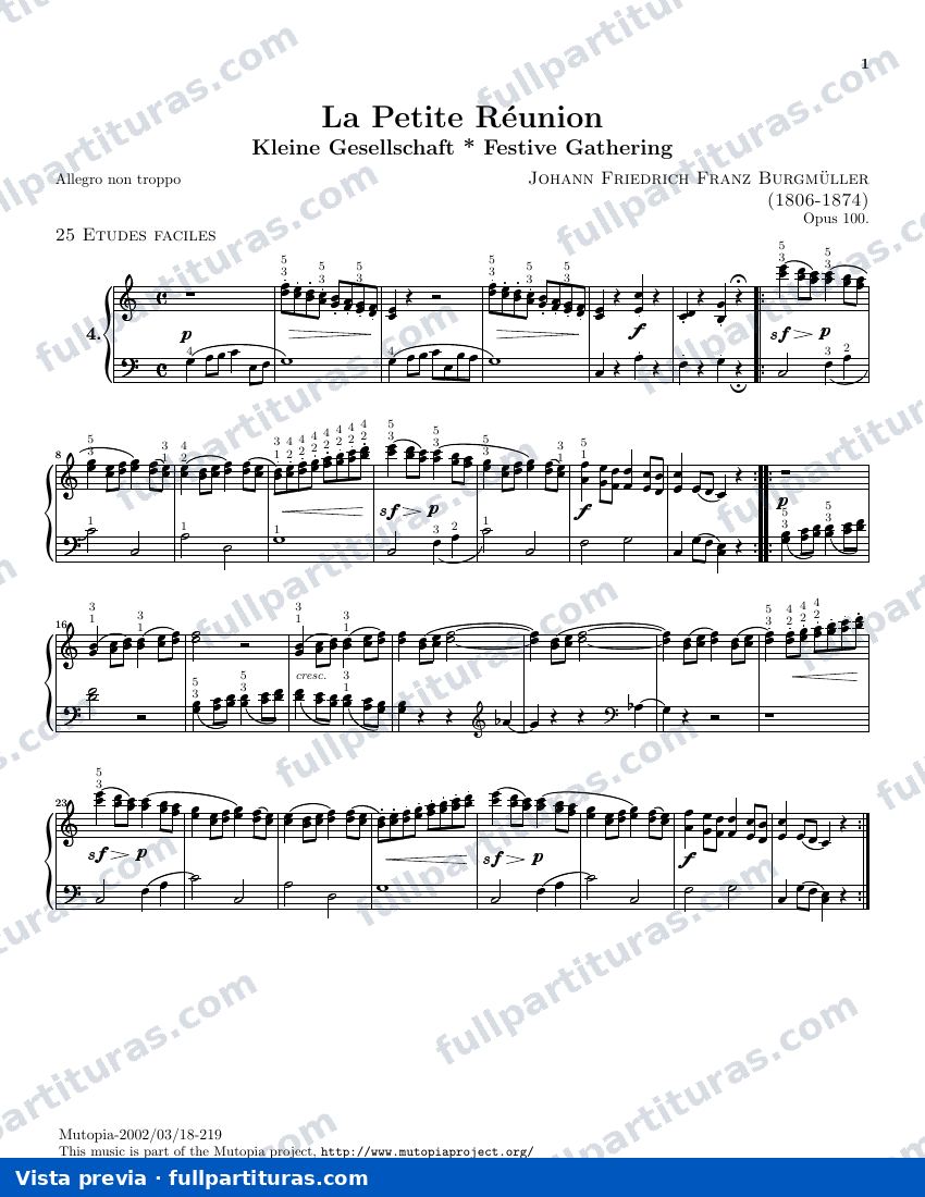 25 studi facili Op. 100: 4 la petite reunion — preview